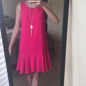 Hot Pink Flutter Hem Dress. Size s